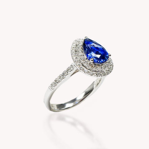 Blue Sapphire Pear Shape Ring