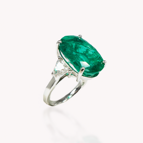 Emerald with Diamonds Ring