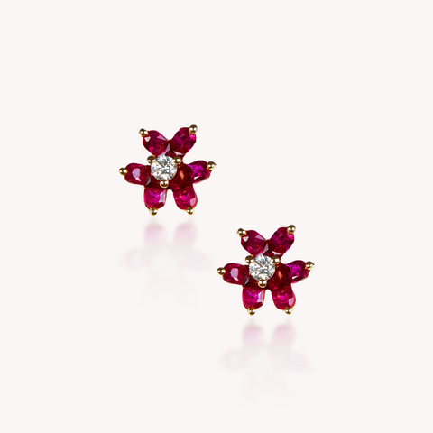Ruby Floral Earrings