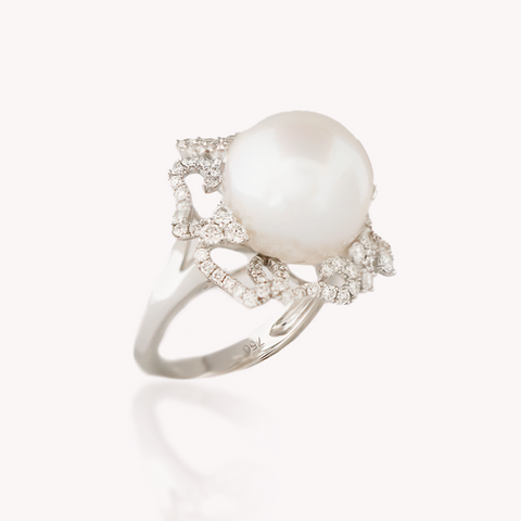 South Sea Pearl Diamond Ring