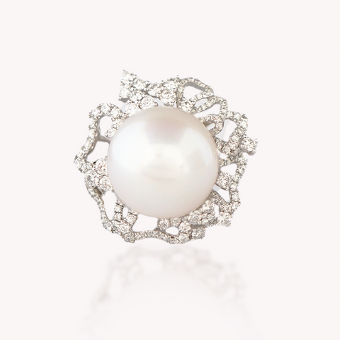 South Sea Pearl Diamond Ring