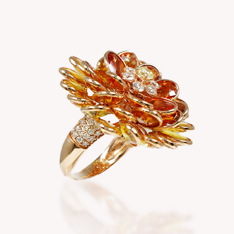 Color Sapphire Floral Ring