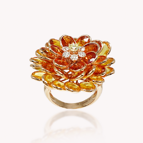 Color Sapphire Floral Ring