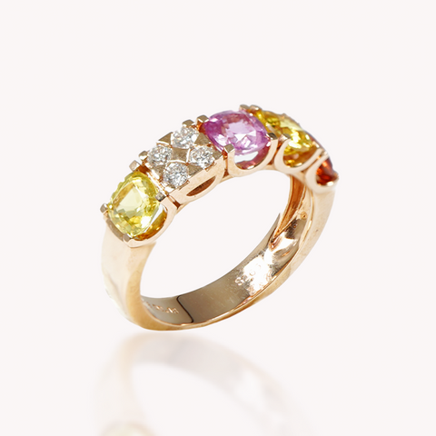 Multi-Colour Sapphire Diamond Ring