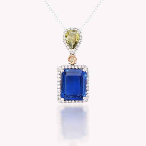 Kyanite Yellow/Green Sapphire Diamond Pendant
