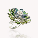 Image 11: Blue & Green Sapphire Floral Ring