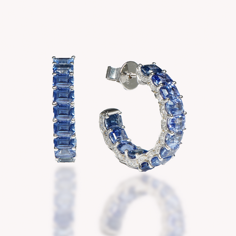 Blue Sapphire Loop Earrings