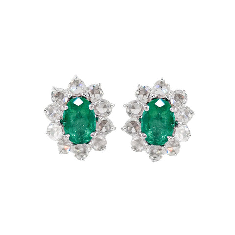 Emerald Diamond Stud Earrings