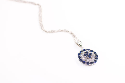 Blue sapphire diamond pendant