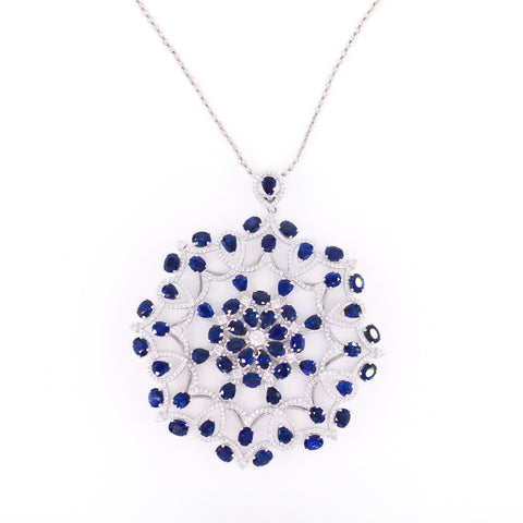 Blue sapphire diamond pendant
