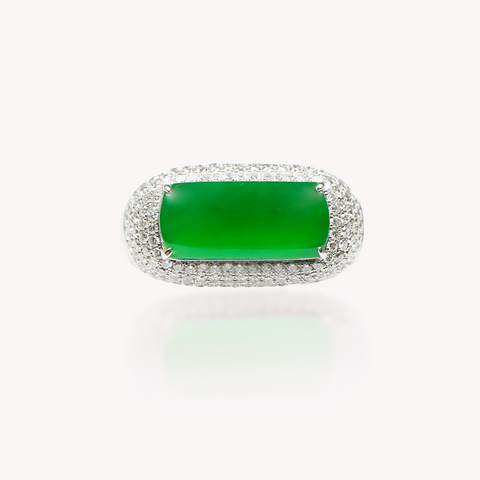 Green Jade Diamond Ring