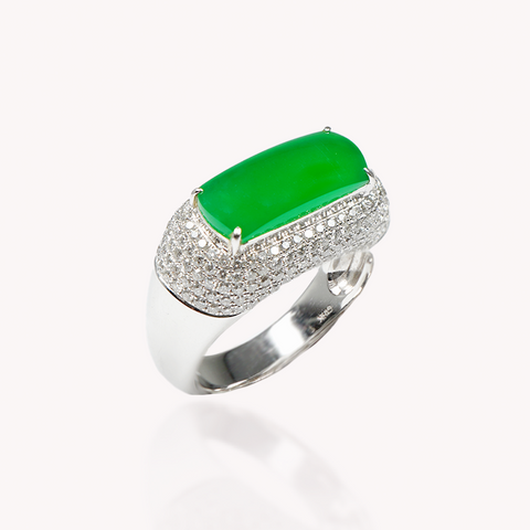 Green Jade Diamond Ring