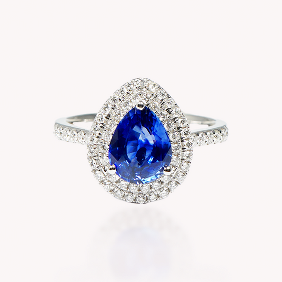 Blue Sapphire Pear Shape Ring
