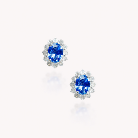 Blue Sapphire Diamond Earrings