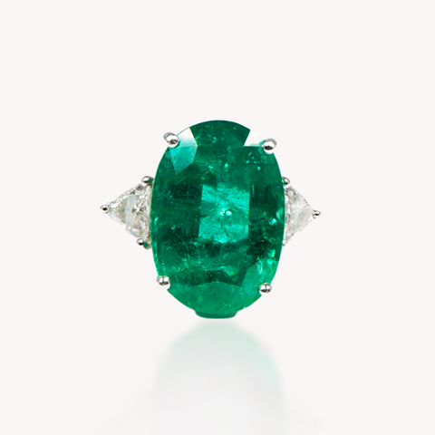 Emerald with Diamonds Ring