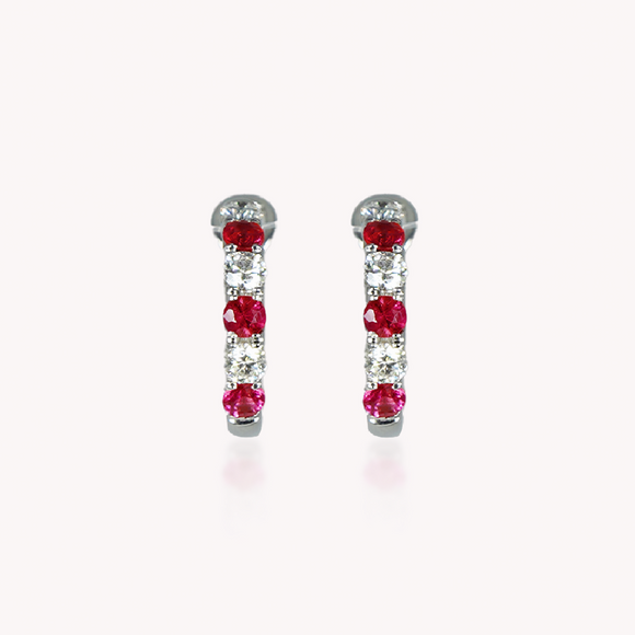 Ruby Earrings with Diamonds