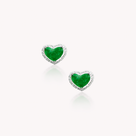 Jade Hearts Stud Earrings