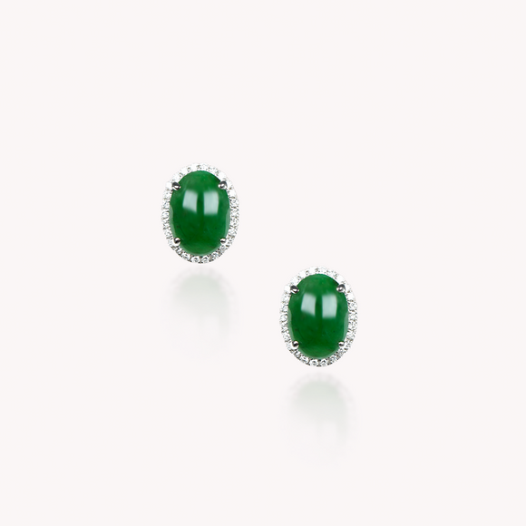 Green Jade Stud Earrings