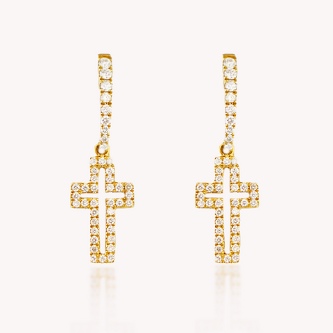 Diamond Cross Earrings