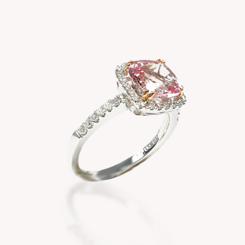 Pink Morganite Cushion-shape Ring