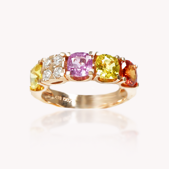 Multi-Colour Sapphire Diamond Ring