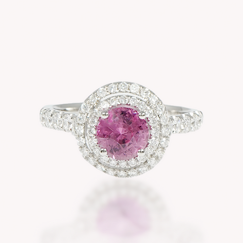 Pink Sapphire Ring with Diamonds