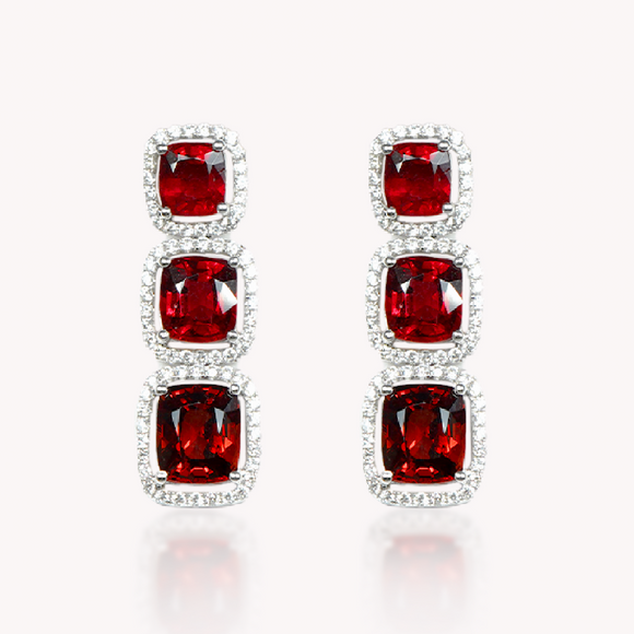 Spinel Earrings with Diamonds