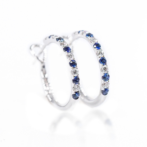 Blue Sapphire Loop Earrings