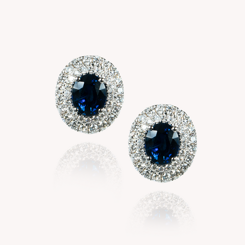 Blue Sapphire Diamond Earrings