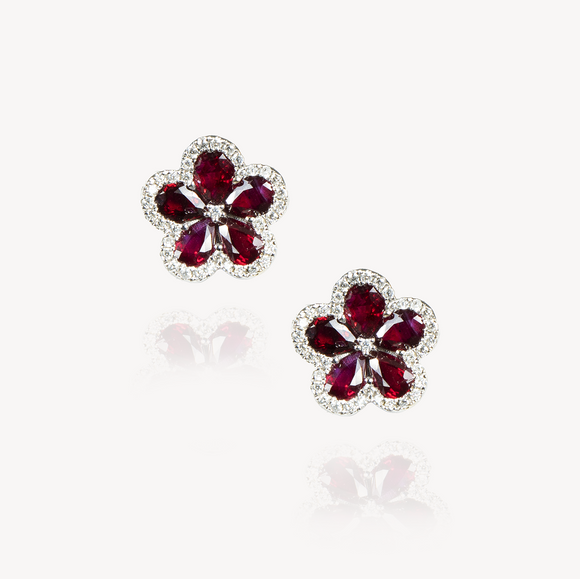 Ruby Floral Studs