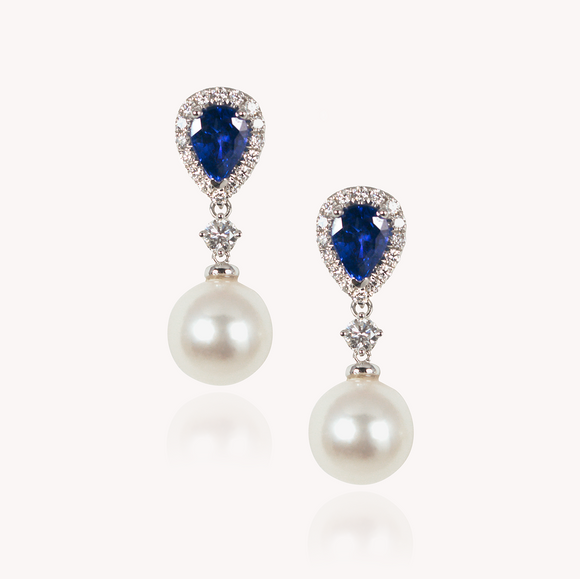 Sapphire Pearl Drop Earrings